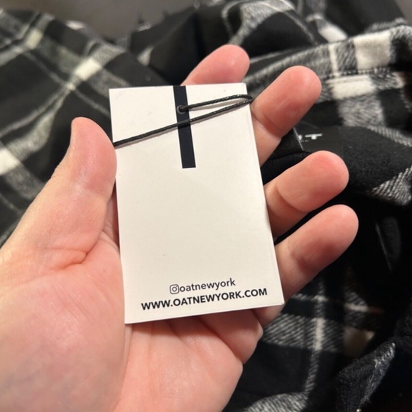 OAT New York Hunter Plaid Wool Blend Vest w/Frayed Edges Black, White Size M - Picture 12 of 14